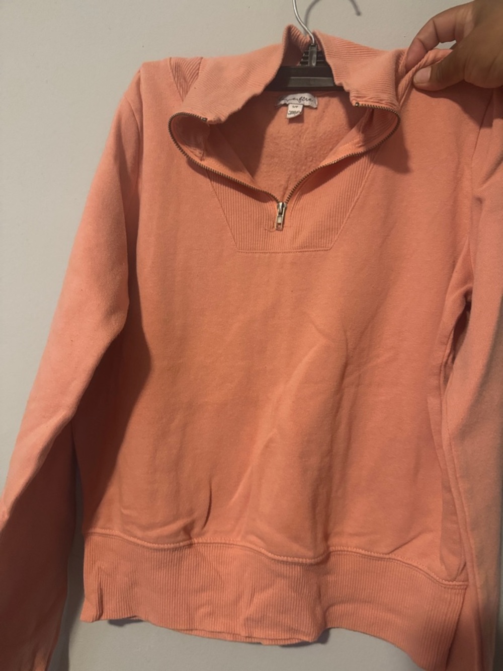 love, Fire Coral Pink Half-Zip Turtleneck Sweater